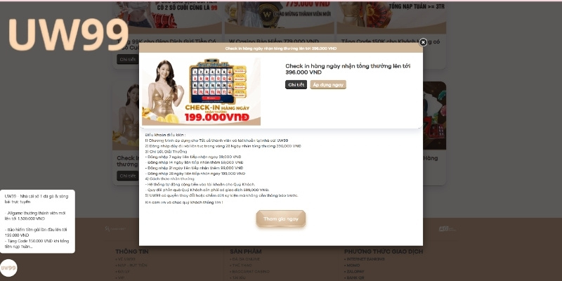 Khuyến mãi check-in mỗi ngày thưởng cực vui